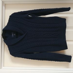 Chaps Denim Navy Cable Knit Shawl Collar Sweater Small